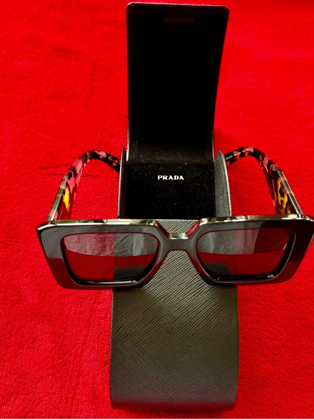 Prada Black Sunglasses with Tortoiseshell Arms